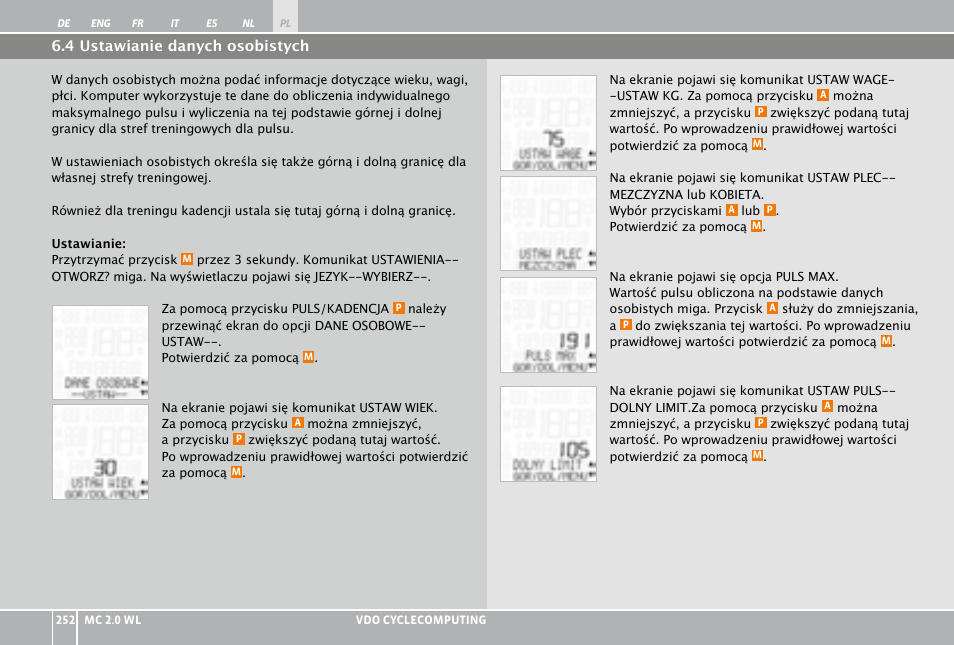 VDO WL MC 2.0 User Manual | Page 252 / 272