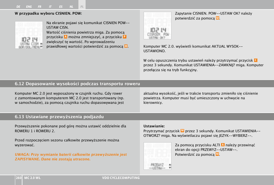 VDO WL MC 2.0 User Manual | Page 260 / 272