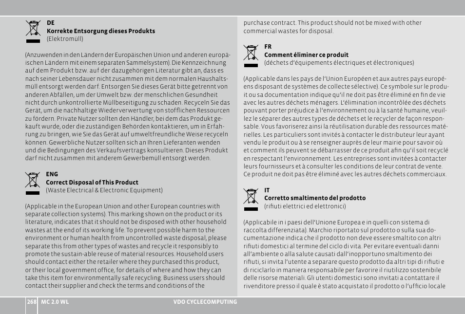 VDO WL MC 2.0 User Manual | Page 268 / 272