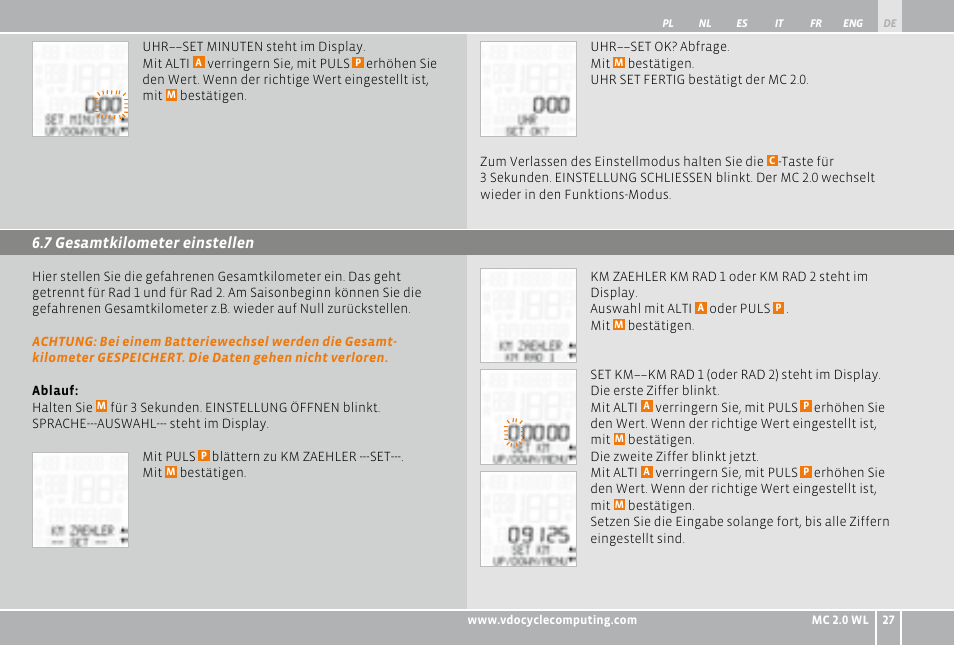 VDO WL MC 2.0 User Manual | Page 27 / 272