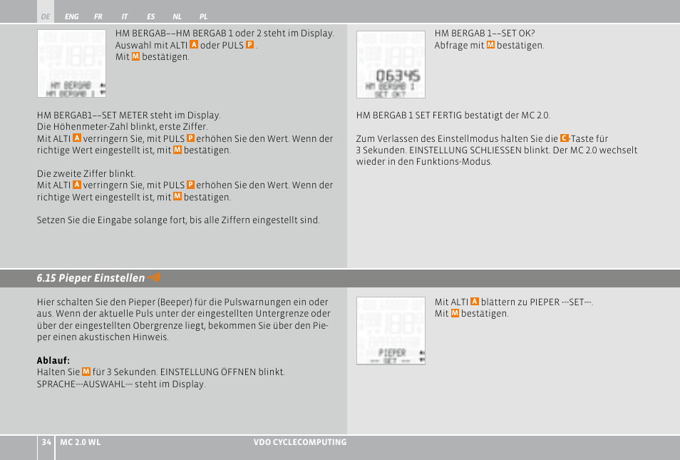 VDO WL MC 2.0 User Manual | Page 34 / 272