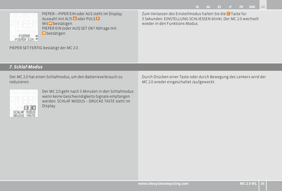 VDO WL MC 2.0 User Manual | Page 35 / 272