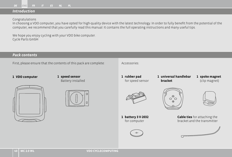 VDO WL MC 2.0 User Manual | Page 40 / 272