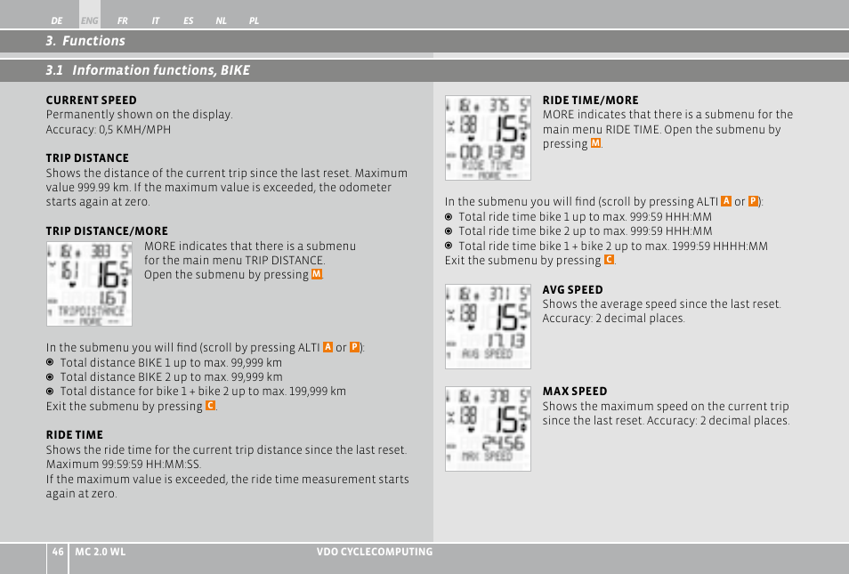 VDO WL MC 2.0 User Manual | Page 46 / 272