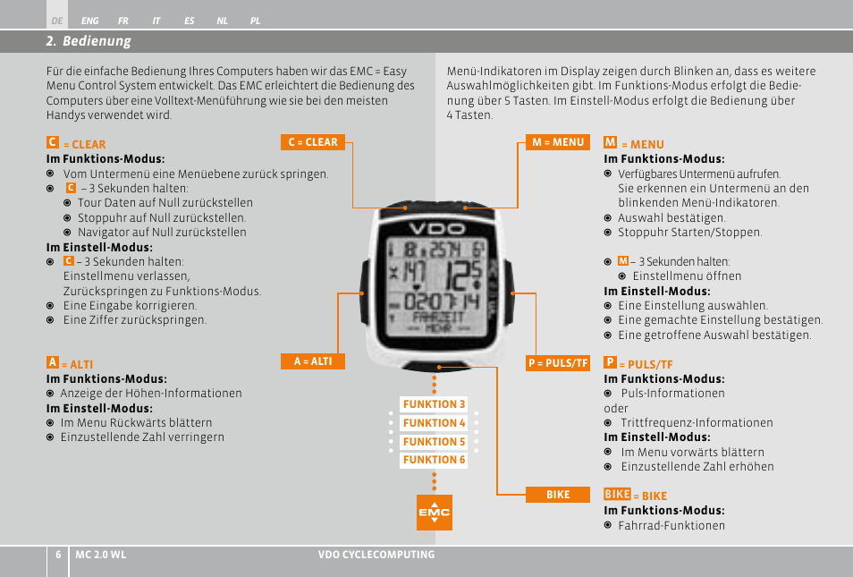 Bedienung | VDO WL MC 2.0 User Manual | Page 6 / 272