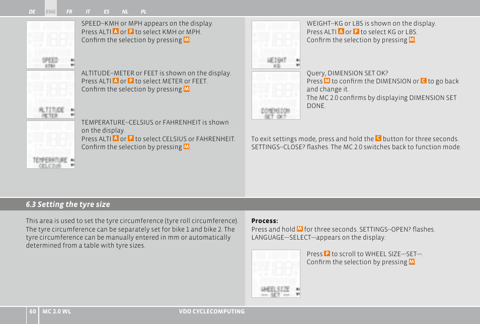 VDO WL MC 2.0 User Manual | Page 60 / 272