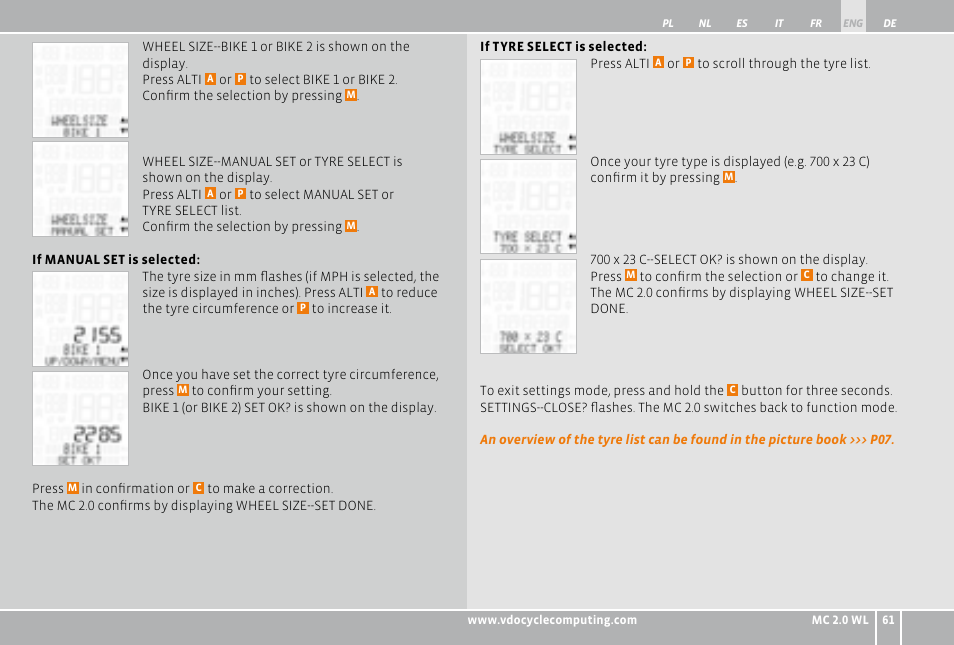 VDO WL MC 2.0 User Manual | Page 61 / 272