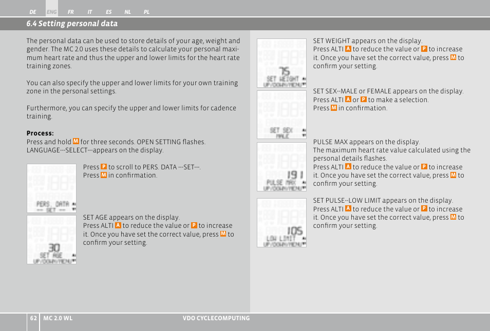 VDO WL MC 2.0 User Manual | Page 62 / 272