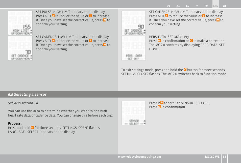 VDO WL MC 2.0 User Manual | Page 63 / 272