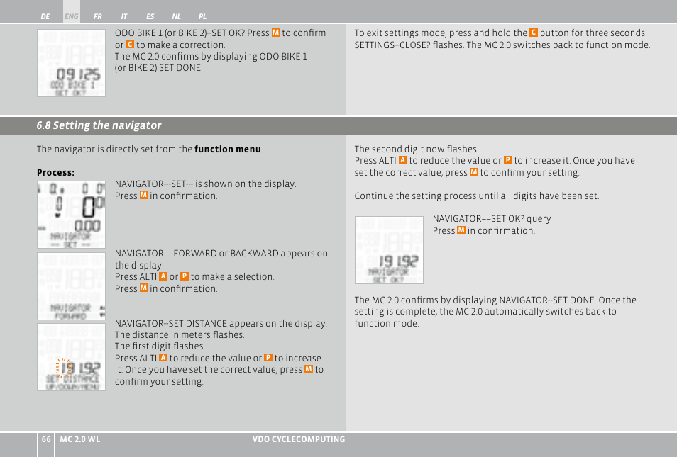 VDO WL MC 2.0 User Manual | Page 66 / 272