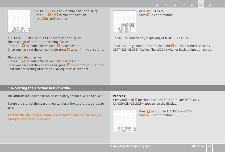 VDO WL MC 2.0 User Manual | Page 71 / 272