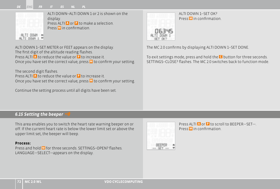 VDO WL MC 2.0 User Manual | Page 72 / 272