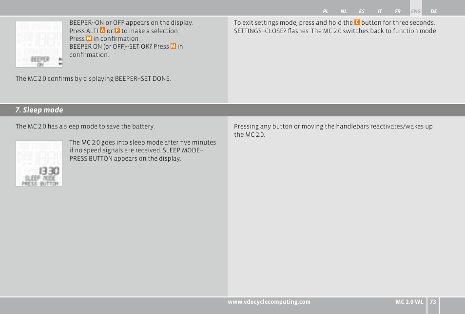 VDO WL MC 2.0 User Manual | Page 73 / 272