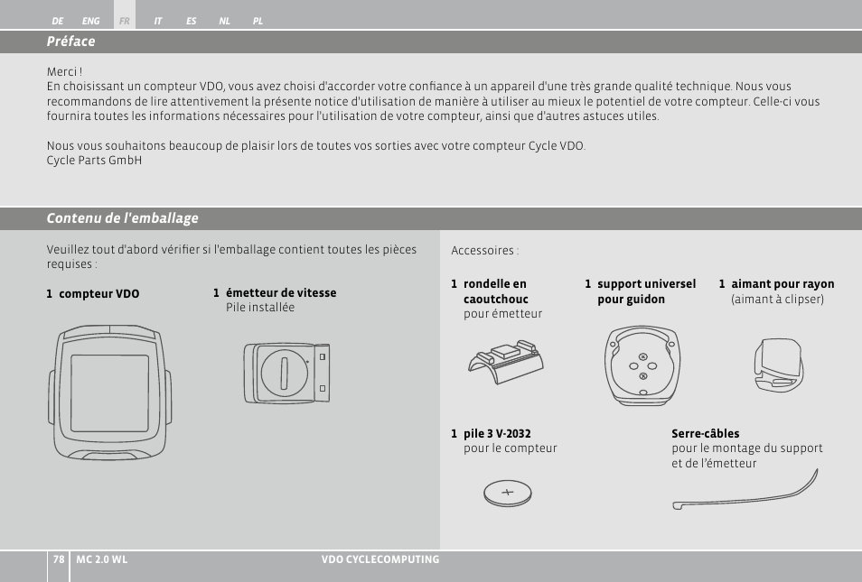 VDO WL MC 2.0 User Manual | Page 78 / 272