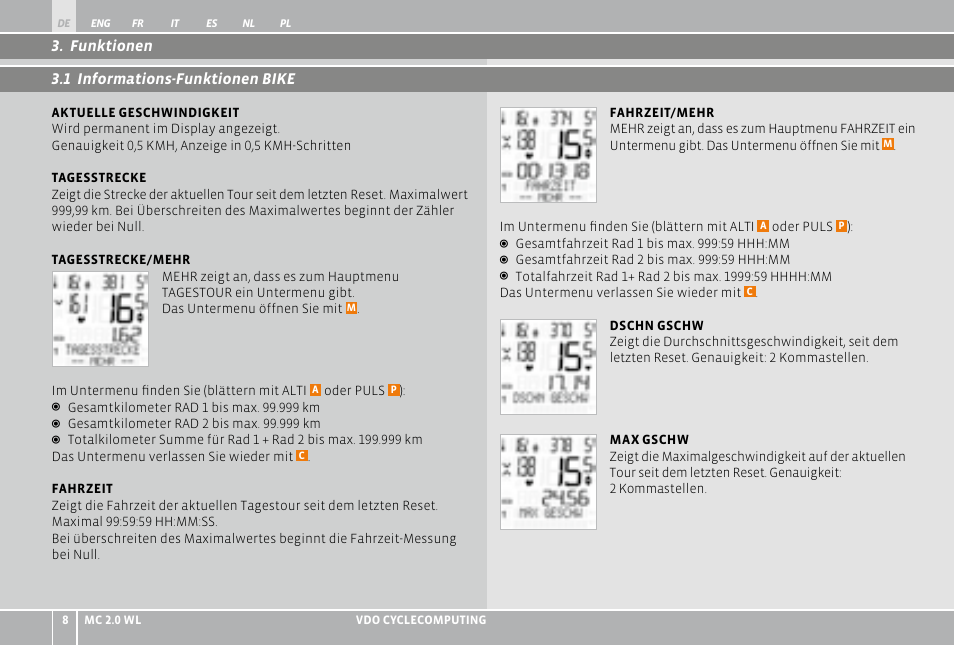 VDO WL MC 2.0 User Manual | Page 8 / 272