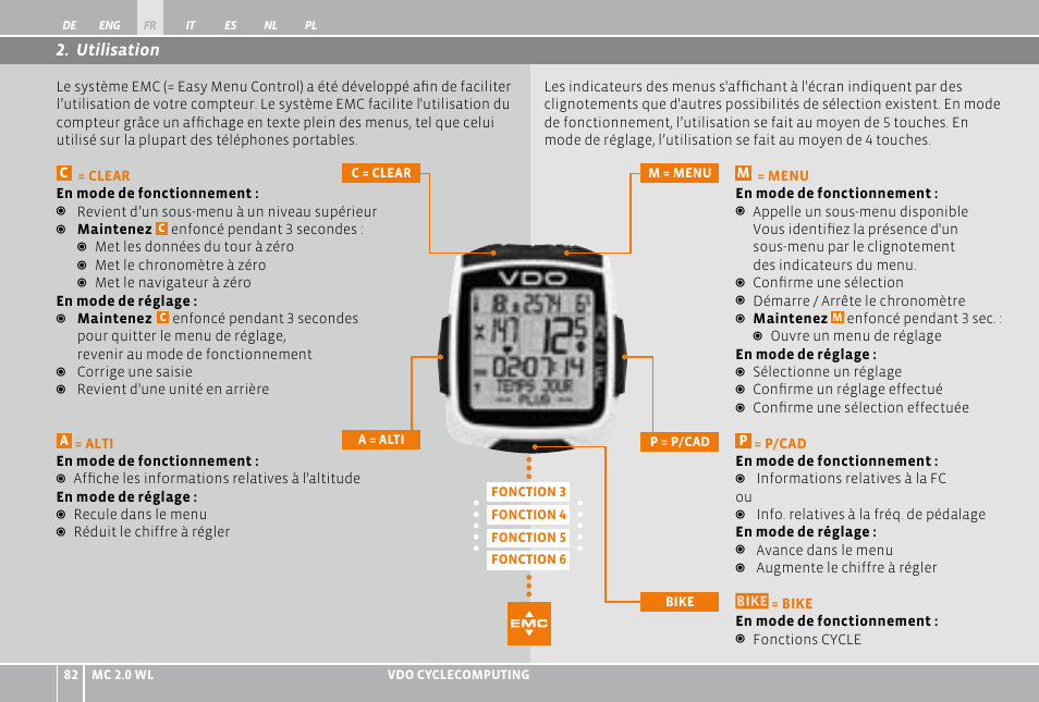 Utilisation | VDO WL MC 2.0 User Manual | Page 82 / 272