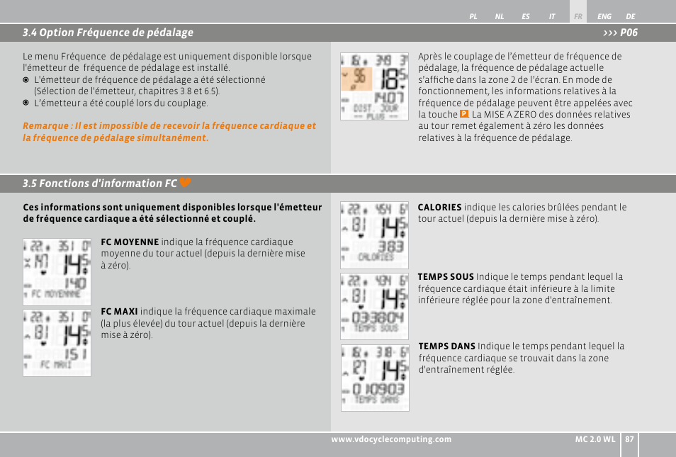 VDO WL MC 2.0 User Manual | Page 87 / 272