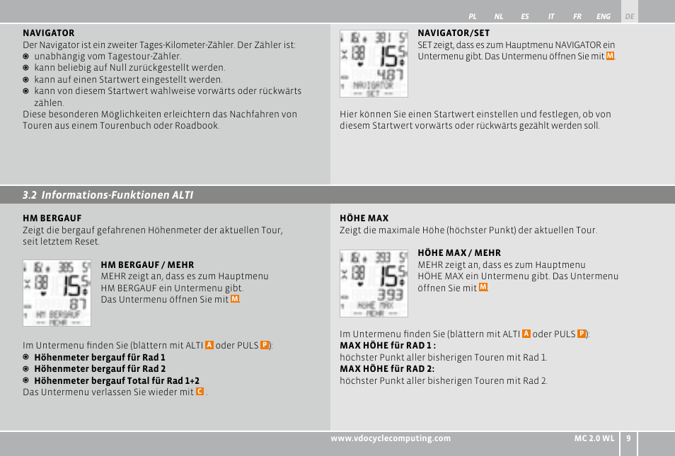 2 informations-funktionen alti | VDO WL MC 2.0 User Manual | Page 9 / 272