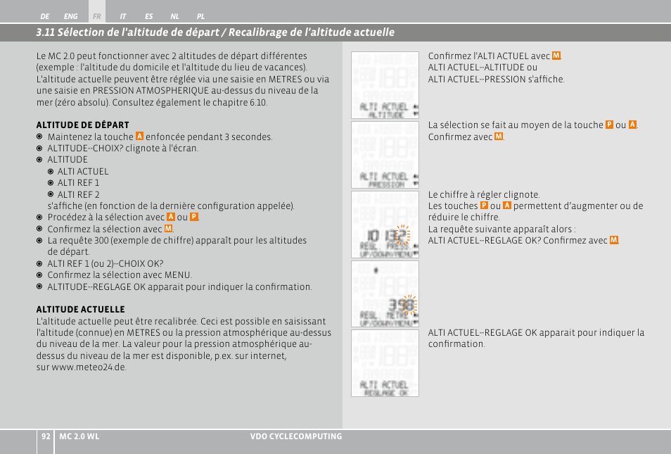 12 départ / arrêt automatique du compteur | VDO WL MC 2.0 User Manual | Page 92 / 272