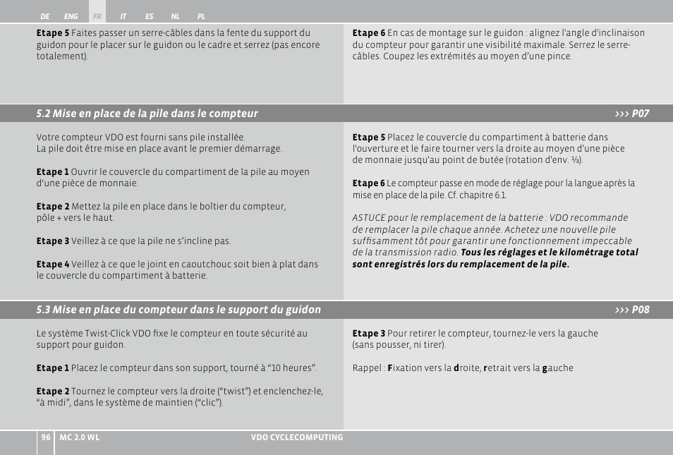 VDO WL MC 2.0 User Manual | Page 96 / 272