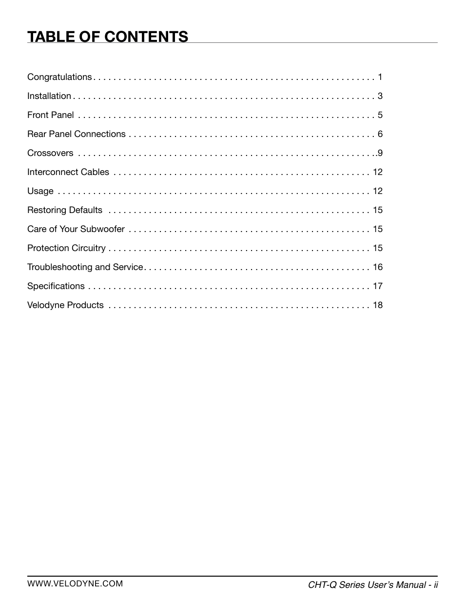 Velodyne CHT-Q Series User Manual | Page 5 / 26