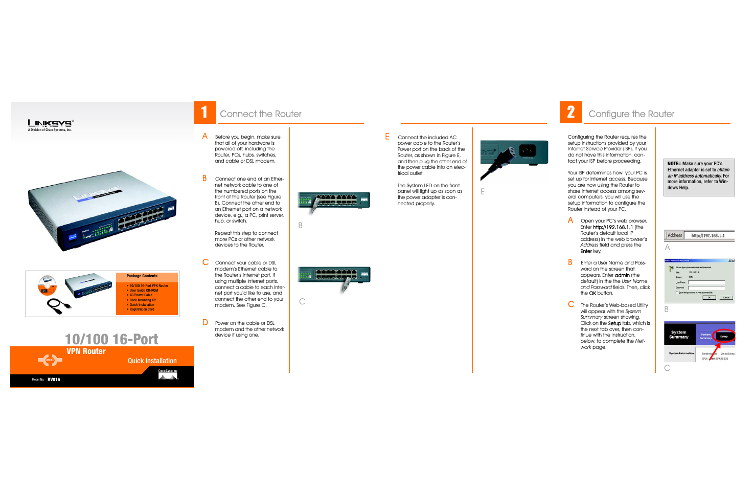 Cisco 10/100 16-Port VPN Router RV016 User Manual | 2 pages