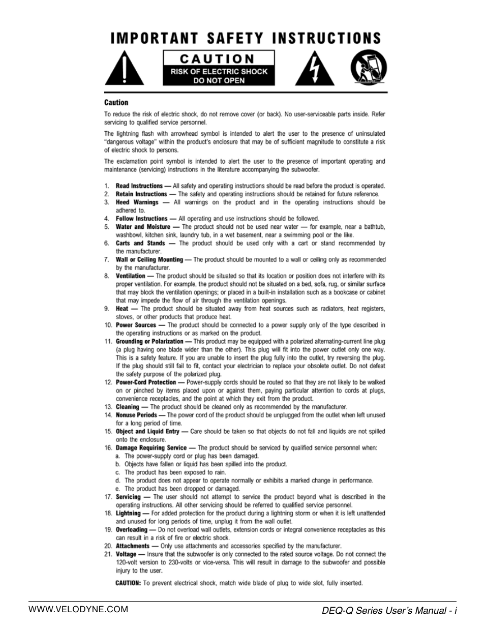 Velodyne DEQ-R Series User Manual | Page 3 / 26