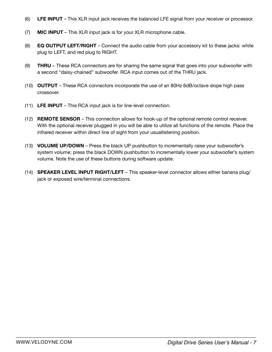 Velodyne Digital Drive Series User Manual | Page 13 / 54