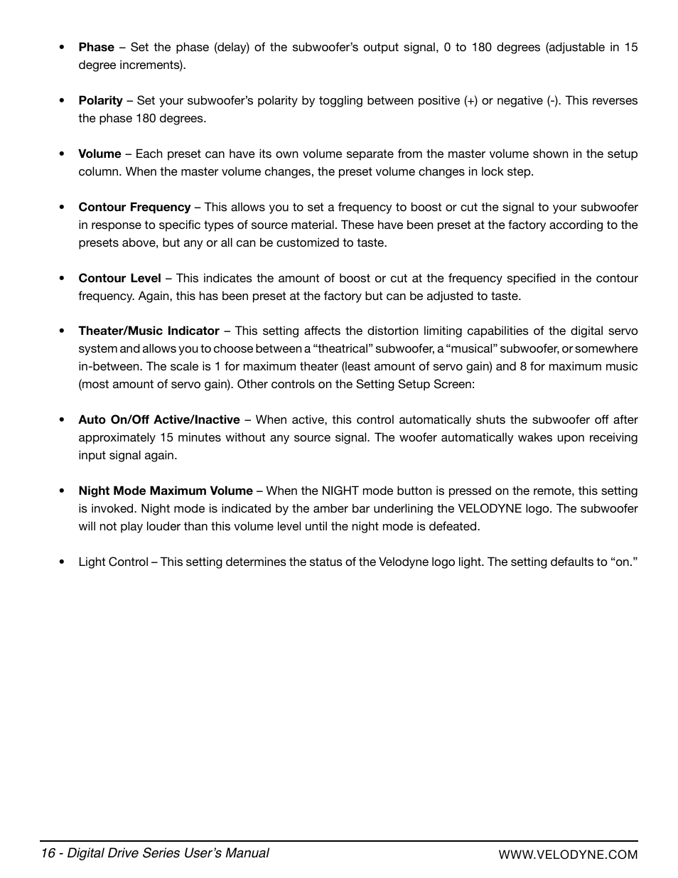 Velodyne Digital Drive Series User Manual | Page 22 / 54