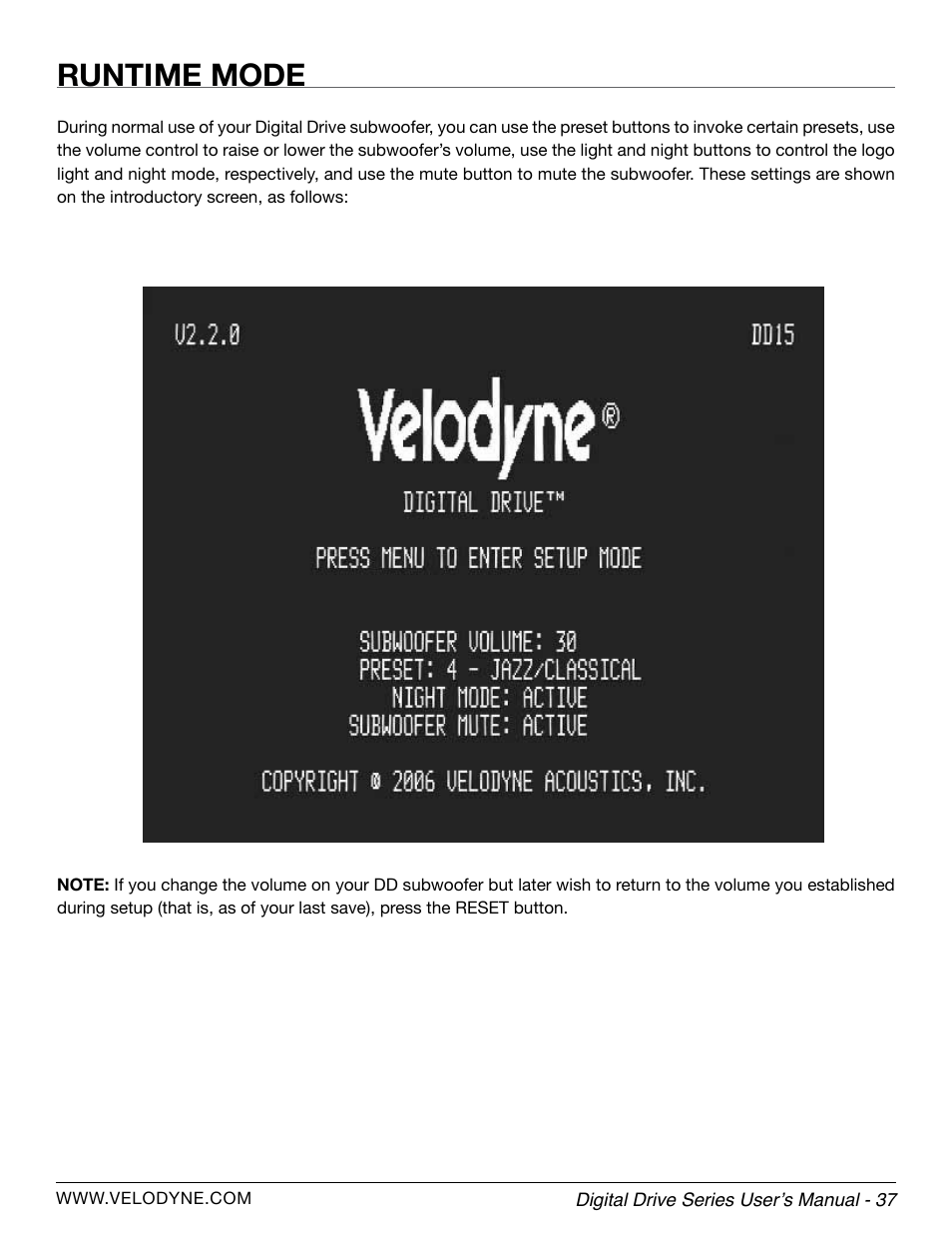 Runtime mode | Velodyne Digital Drive Series User Manual | Page 43 / 54