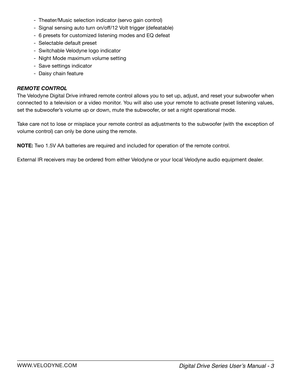 Velodyne Digital Drive Series User Manual | Page 9 / 54