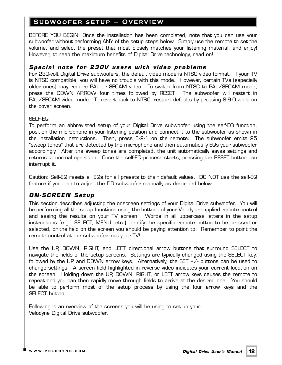 Velodyne Digital Drive 1812 Signature Edition User Manual | Page 18 / 57