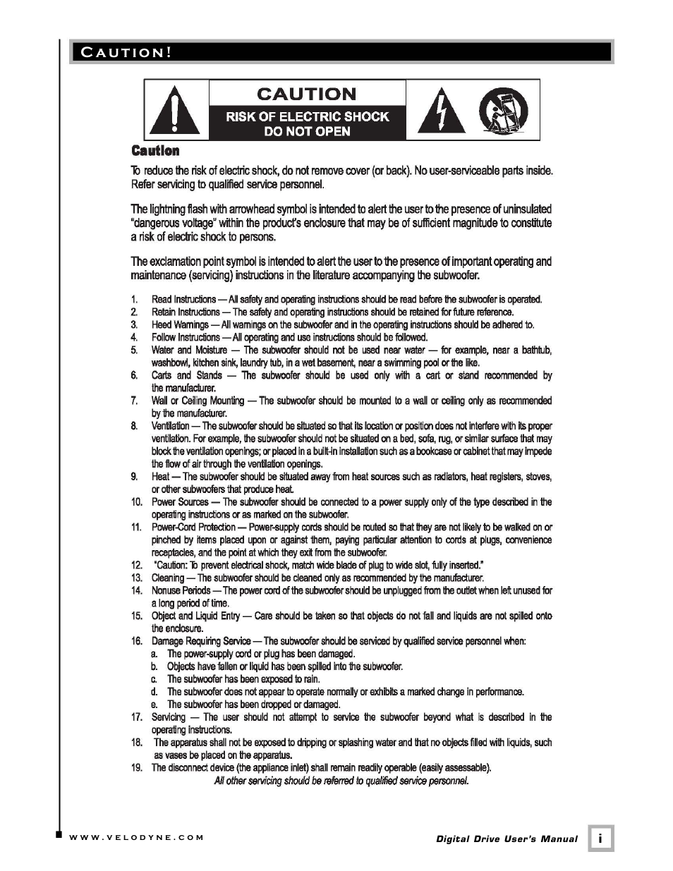 Velodyne Digital Drive 1812 Signature Edition User Manual | Page 2 / 57