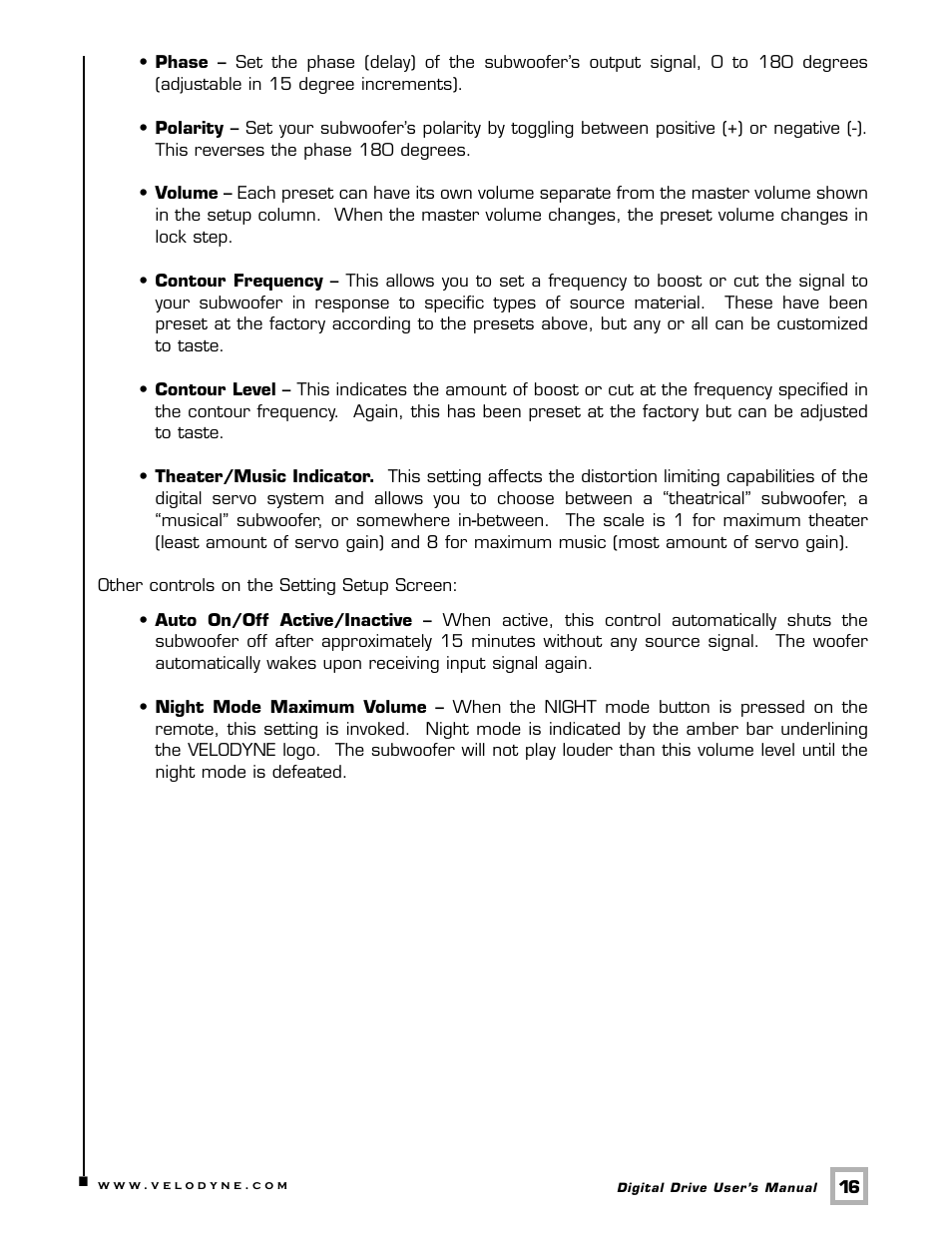 Velodyne Digital Drive 1812 Signature Edition User Manual | Page 22 / 57