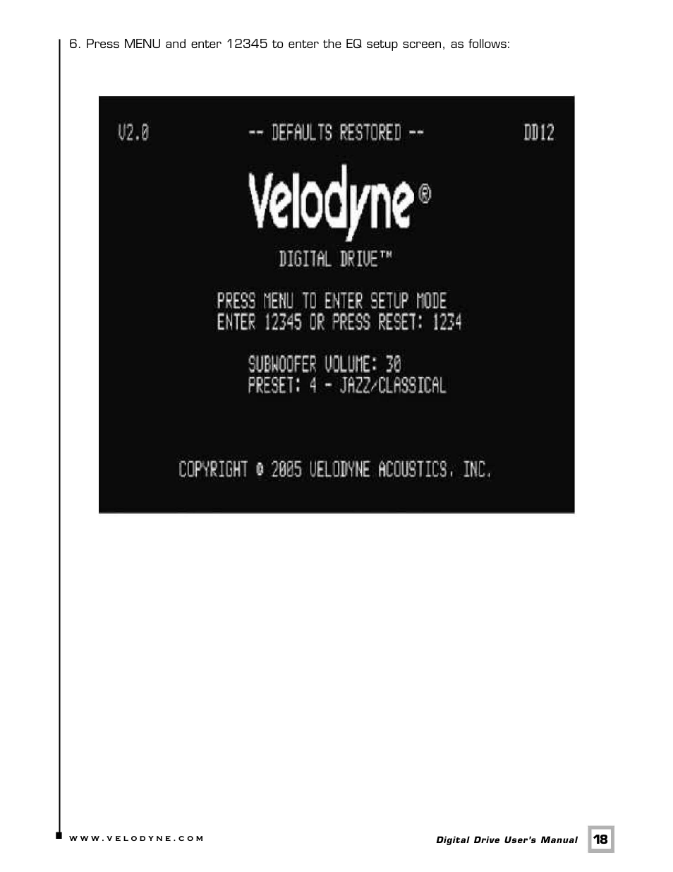 Velodyne Digital Drive 1812 Signature Edition User Manual | Page 24 / 57
