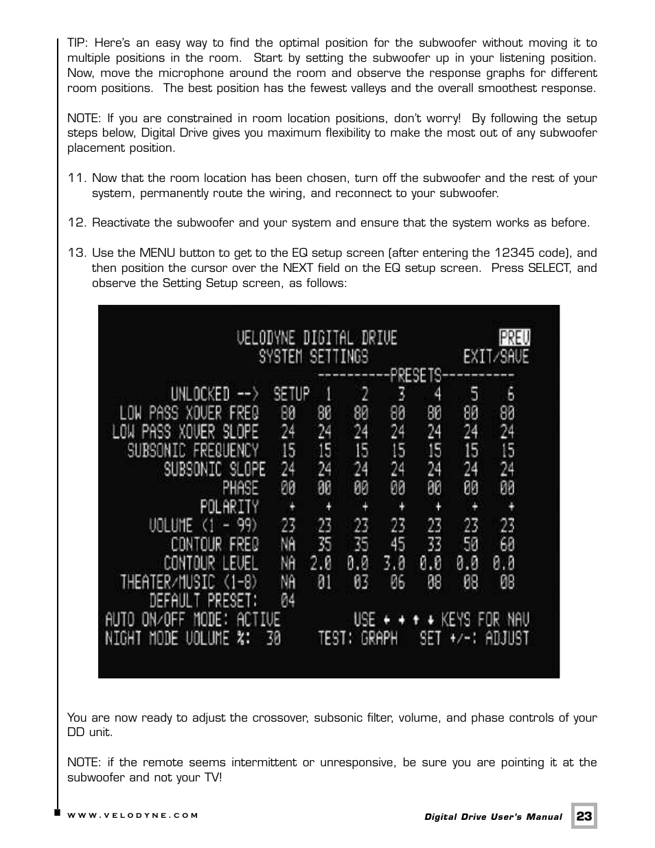 Velodyne Digital Drive 1812 Signature Edition User Manual | Page 29 / 57