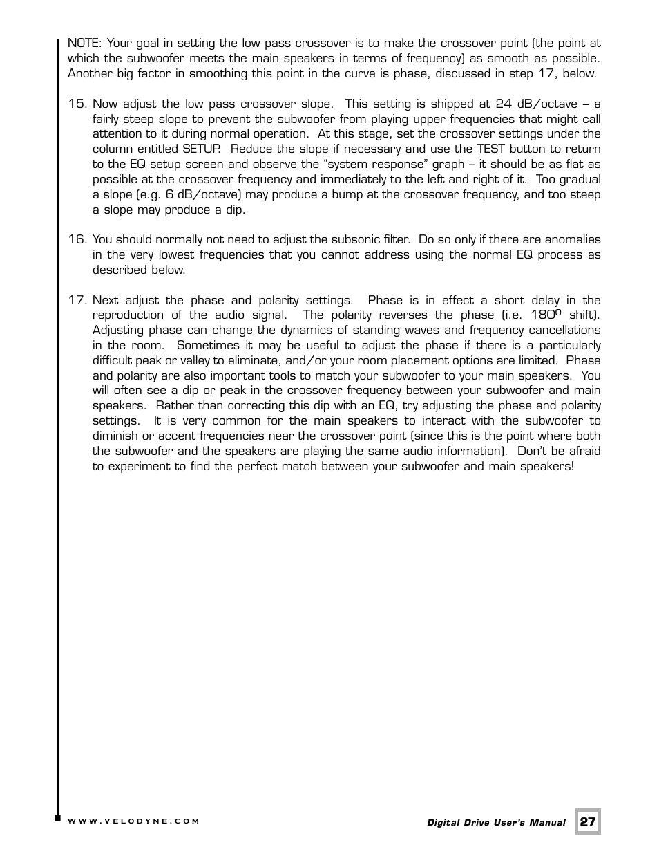 Velodyne Digital Drive 1812 Signature Edition User Manual | Page 33 / 57