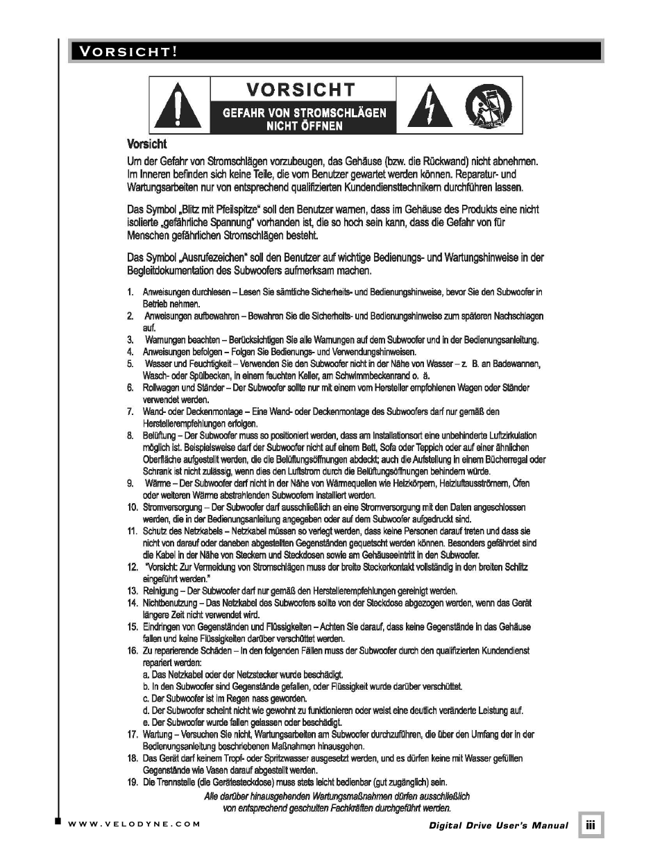 Velodyne Digital Drive 1812 Signature Edition User Manual | Page 4 / 57
