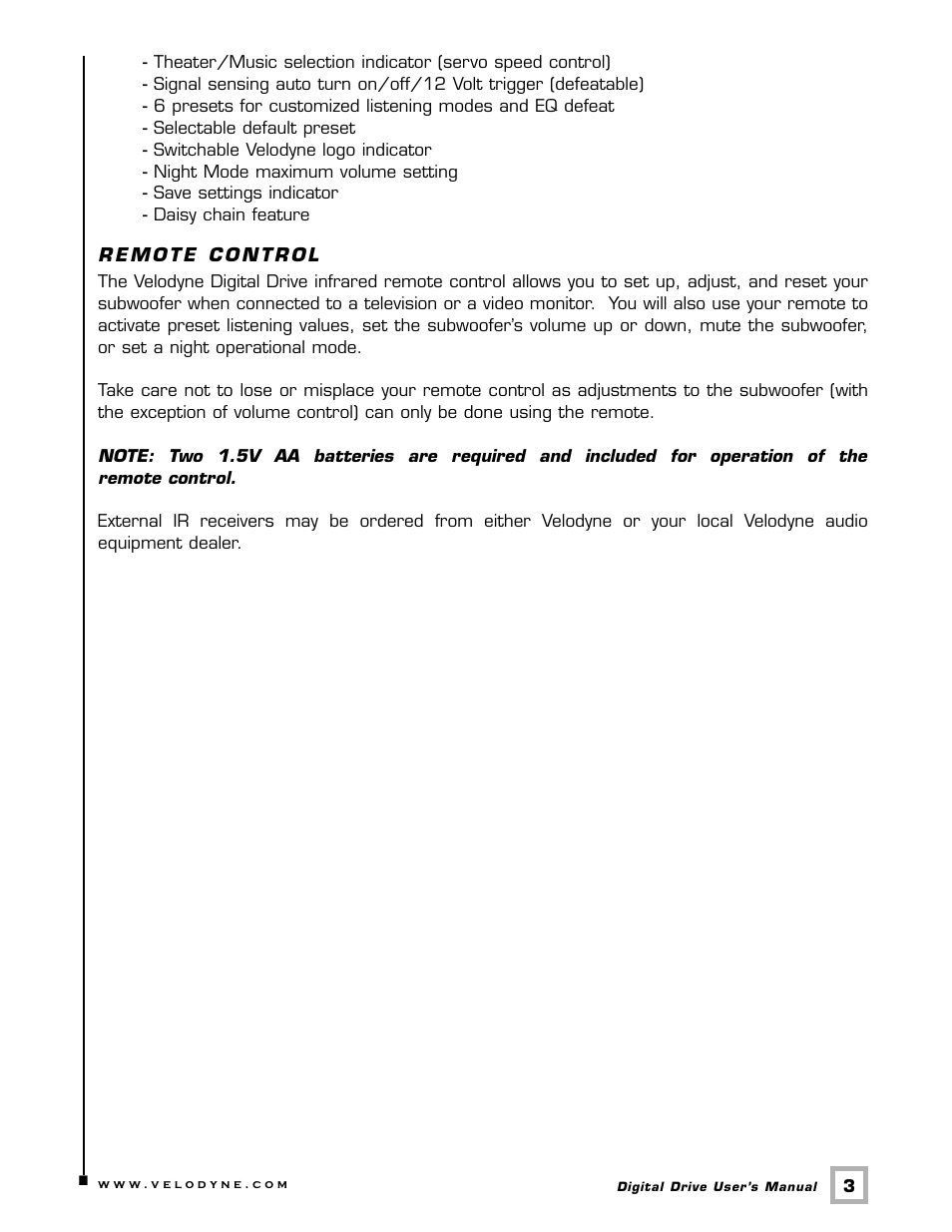 Velodyne Digital Drive 1812 Signature Edition User Manual | Page 9 / 57