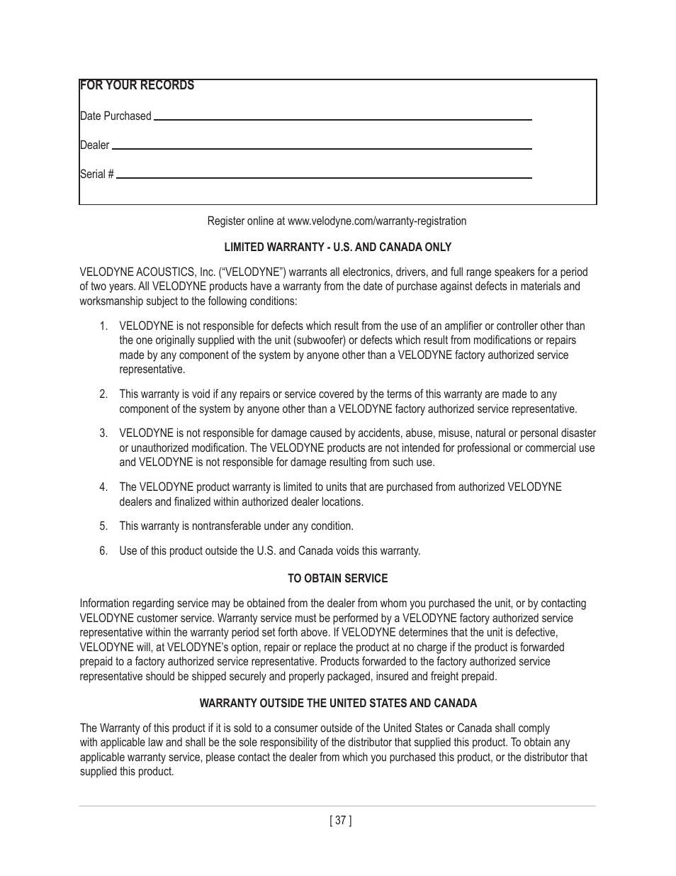 Velodyne Digital DrivePLUSSeries User Manual | Page 40 / 42