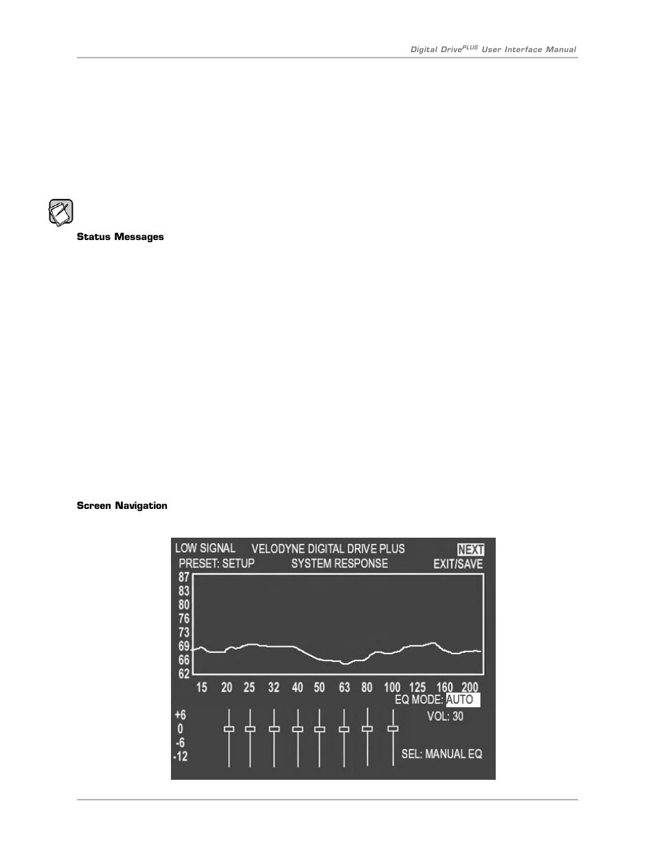 System response screen | Velodyne Digital DrivePLUSSeries User Manual | Page 25 / 40