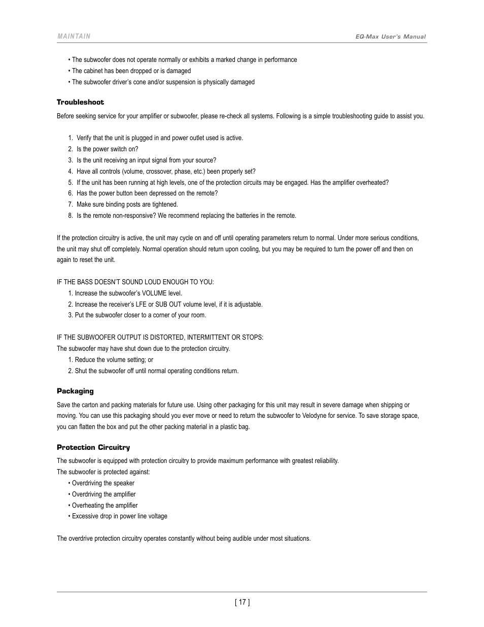 Velodyne EQ-Max Series User Manual | Page 20 / 24