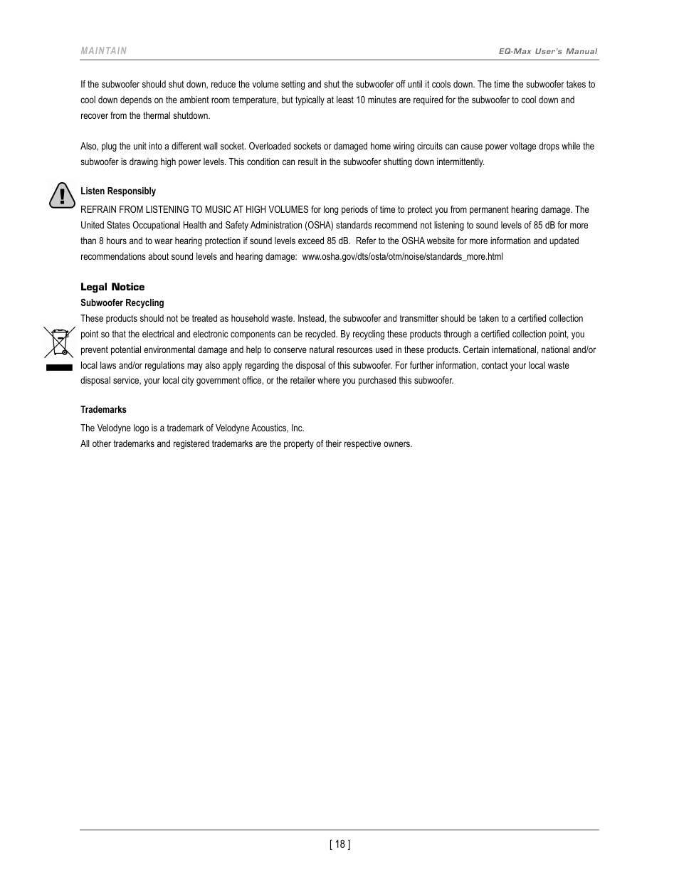 Velodyne EQ-Max Series User Manual | Page 21 / 24