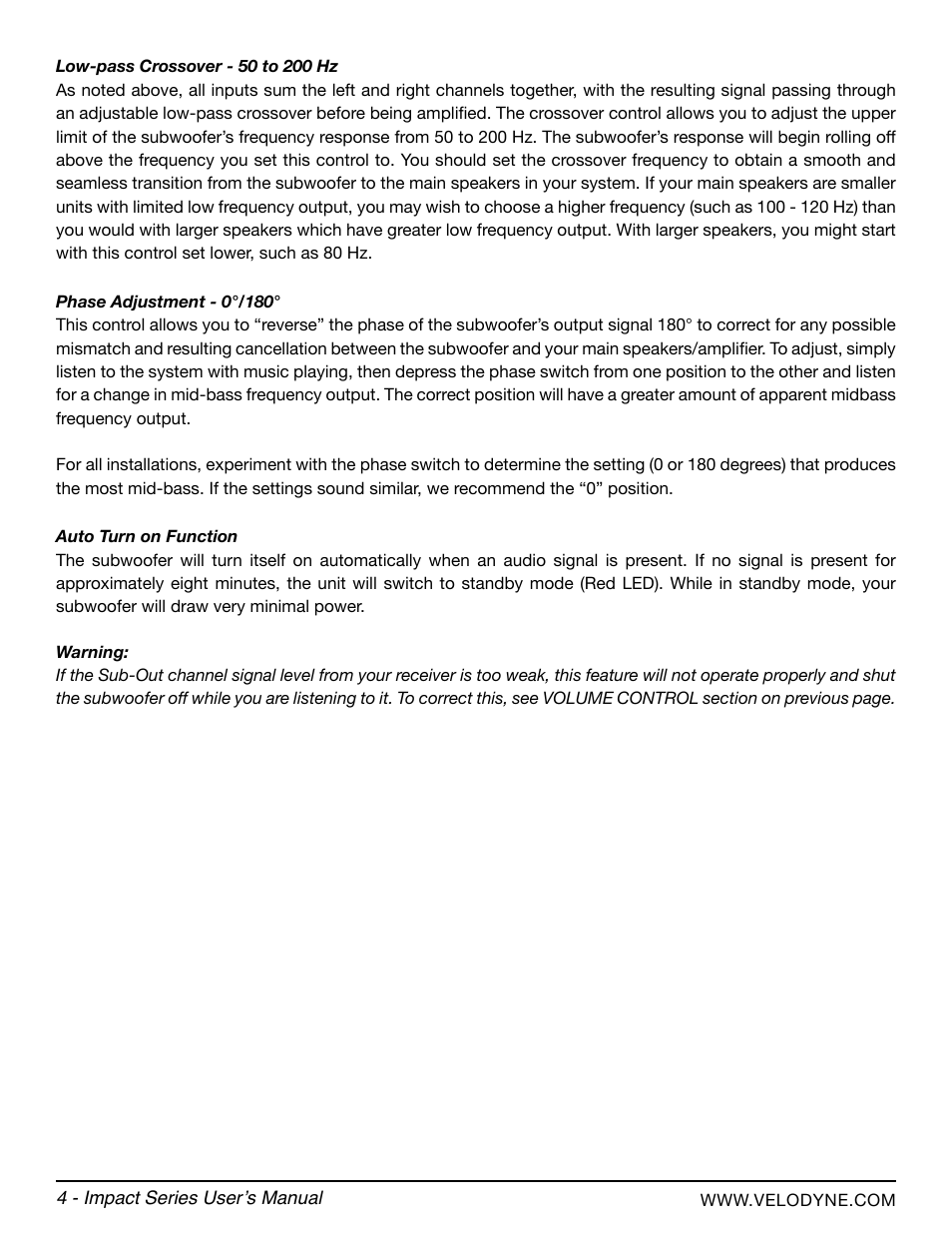 Velodyne Impact Series User Manual | Page 10 / 20