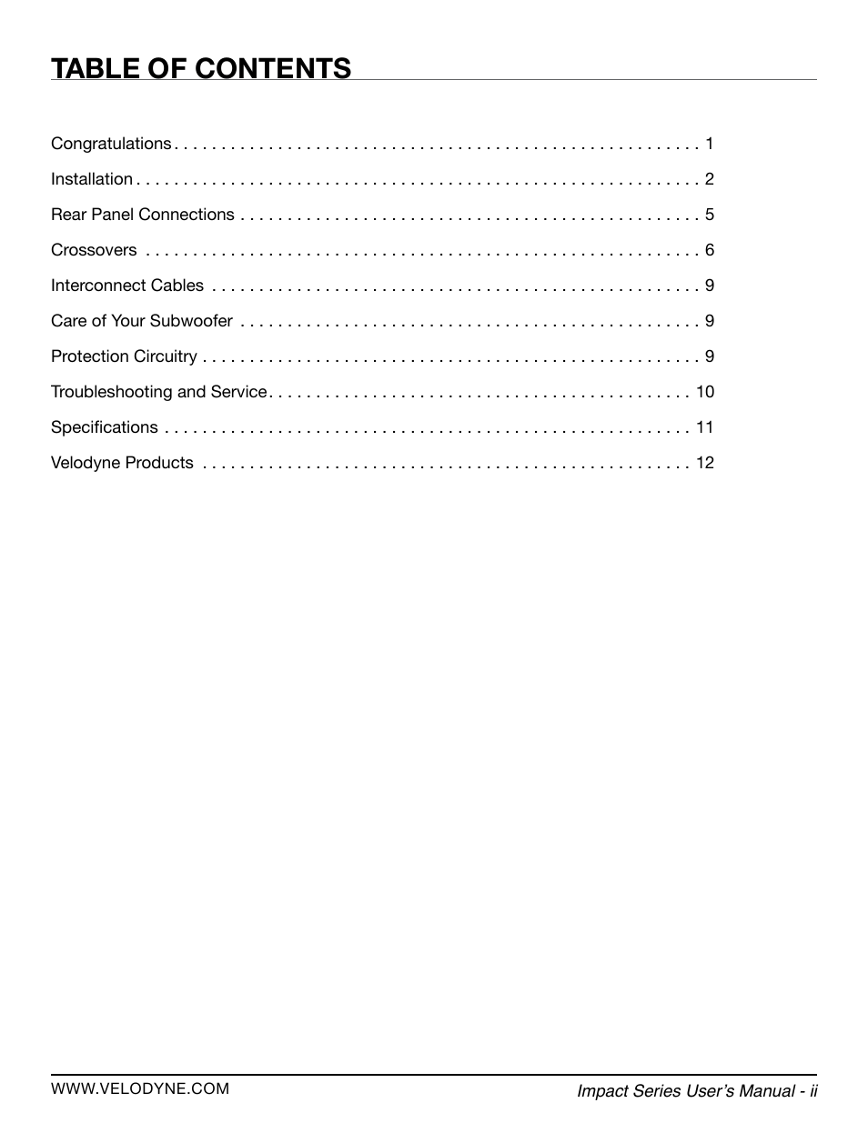 Velodyne Impact Series User Manual | Page 5 / 20