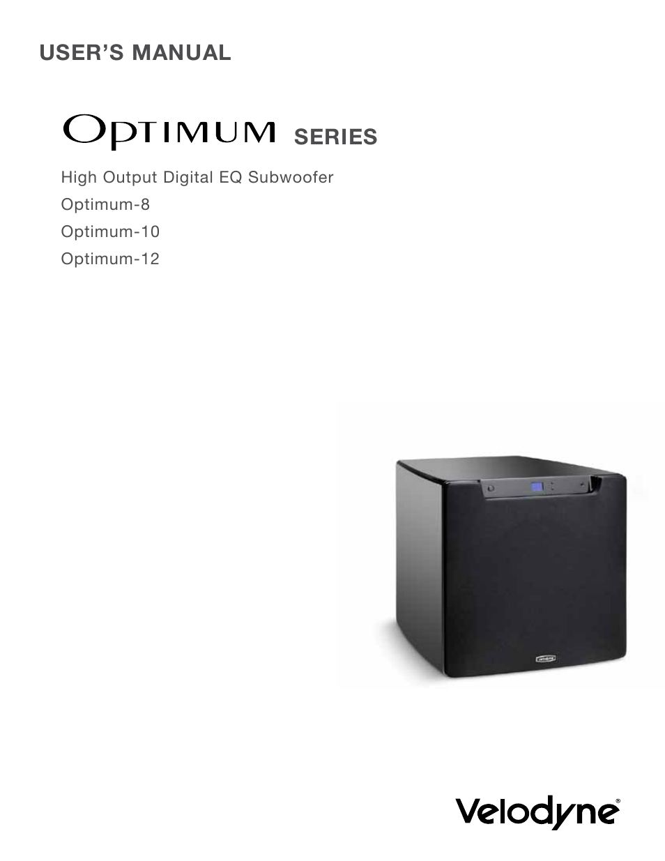 Velodyne Optimum Series User Manual | 28 pages