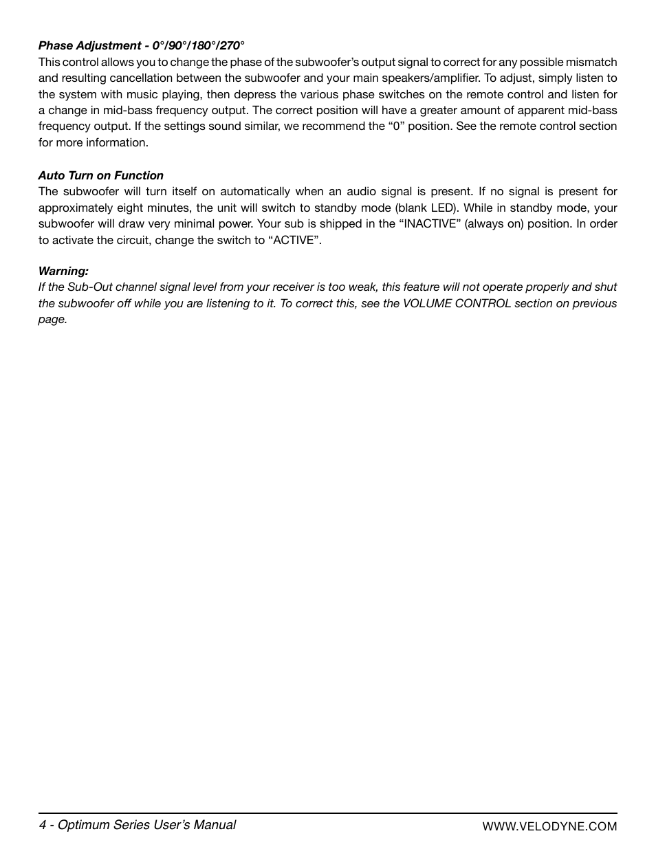 Velodyne Optimum Series User Manual | Page 10 / 28