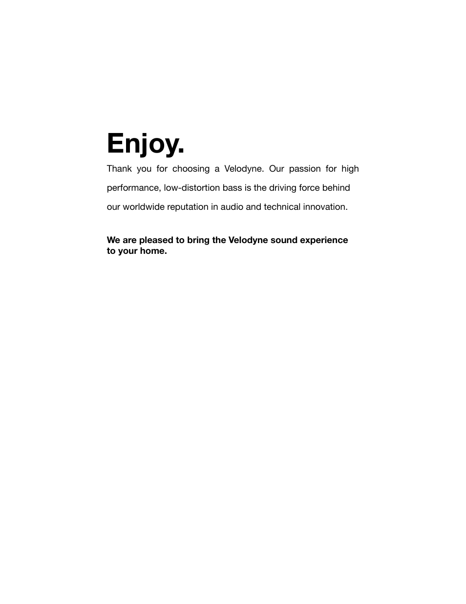 Enjoy | Velodyne Optimum Series User Manual | Page 2 / 28