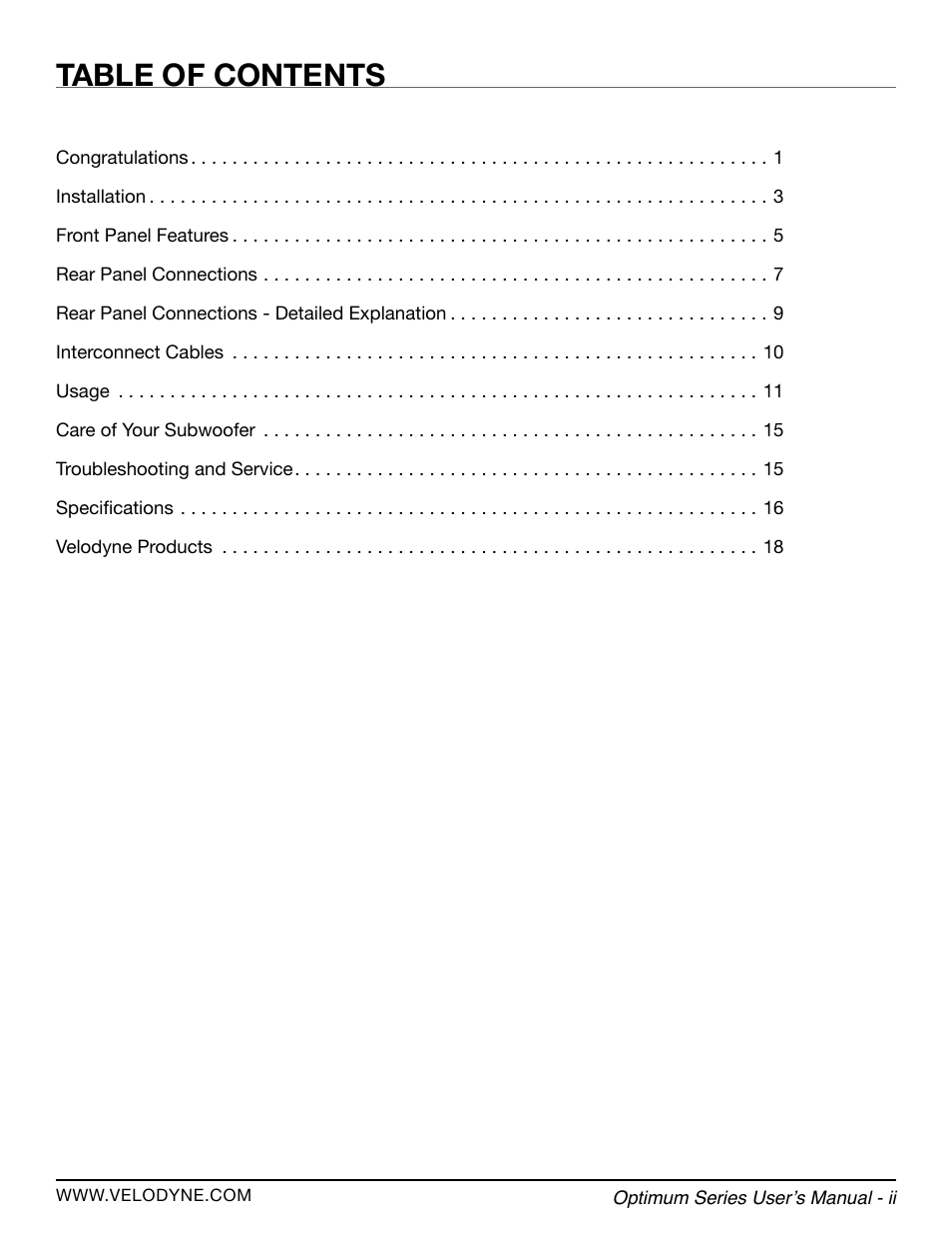Velodyne Optimum Series User Manual | Page 5 / 28
