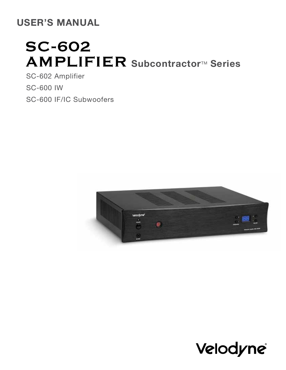 Velodyne SC-602 Amplifier User Manual | 27 pages